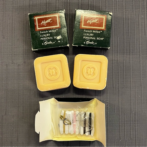Vintage Hyatt French Milled Luxury Personal Soap Set & Hyatt Sewing Kit - Picture 1 of 10